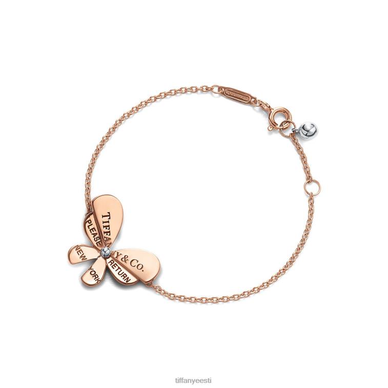 ehted unisex Tiffany FZP8X1435 18k roosast kullast ja hõbedast liblikekett käevõru