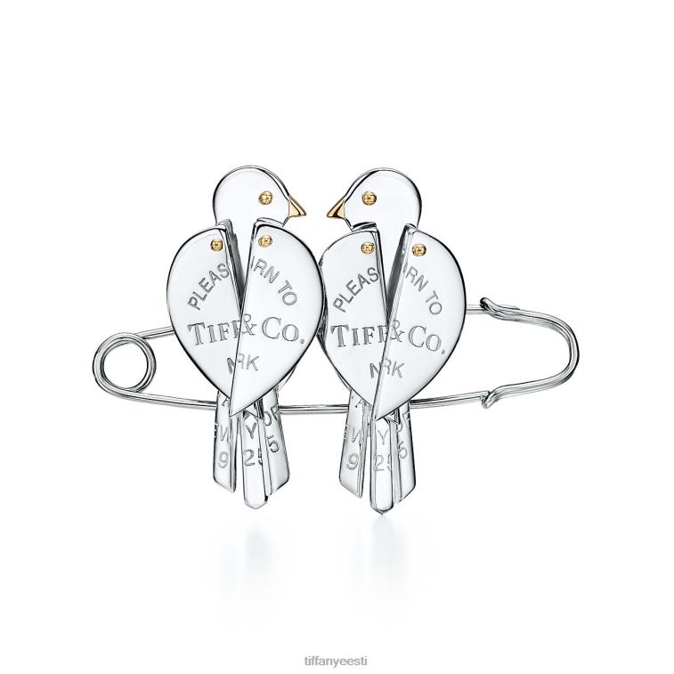 ehted unisex Tiffany FZP8X1994 hõbedast ja 18k kullast linnupross