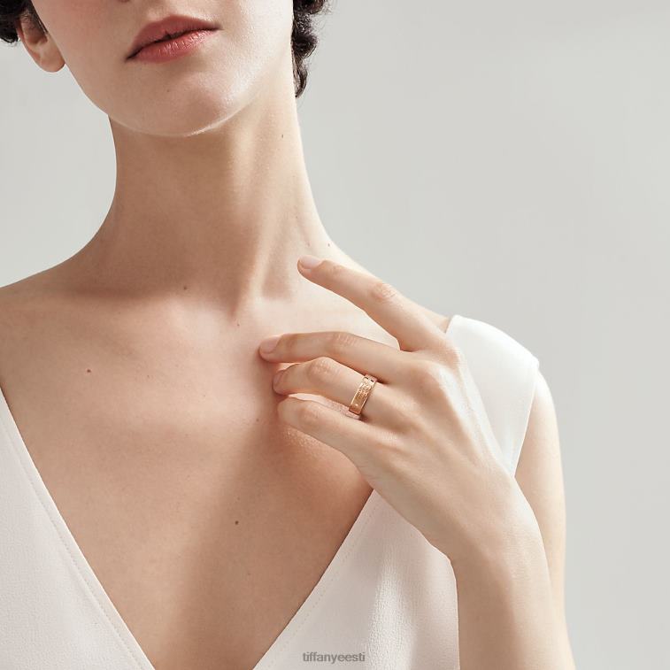 ehted unisex Tiffany FZP8X1561 kitsas sõrmus 18k roosast kullast teemantidega