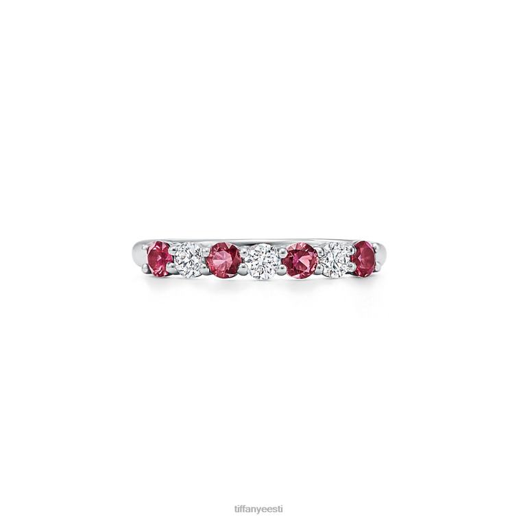 plaatinast rubiinide ja teemantide poolringiga