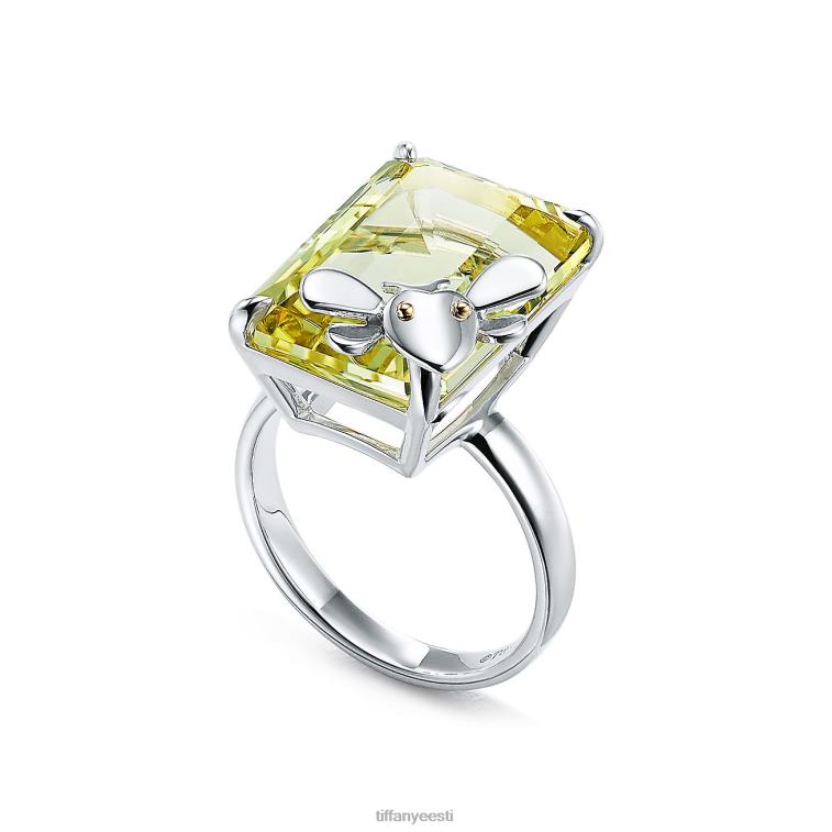 ehted unisex Tiffany FZP8X1696 kollasest kvartsist mesilaserõngas hõbedast ja 18k kullast