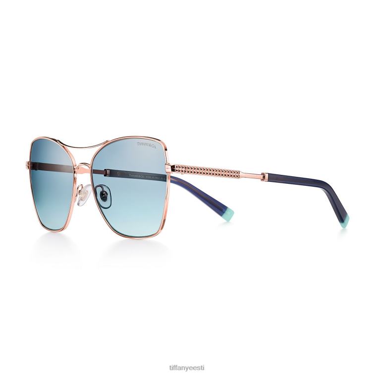 roosa kullavärvi metallist pruunide ja siniste klaasidega